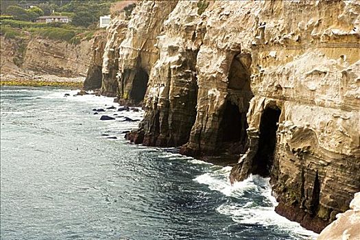 俯拍,洞穴,悬崖,礁石,圣地亚哥湾,加利福尼亚,美国