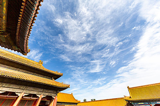 蓝天白云下的北京故宫坤宁宫