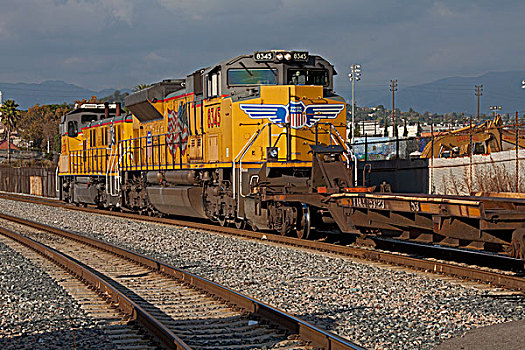 货运列车,靠近,洛杉矶市区,加利福尼亚,美国