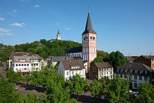 风景,教堂,远眺,教区教堂,城镇,德国