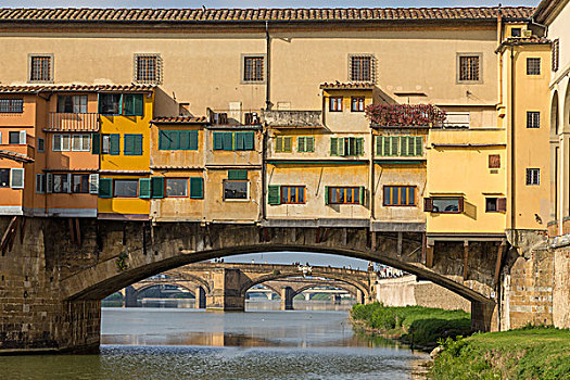 维奇奥桥,阿尔诺河,后面,桥,佛罗伦萨,托斯卡纳,意大利,欧洲