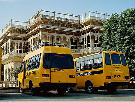 学校,巴士,户外,宫殿,斋浦尔,拉贾斯坦邦,印度