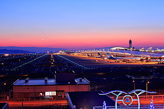 关西,国际机场,日落