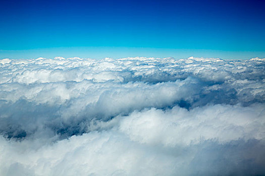 俯视,绒毛状,云,高,海洋,飞机