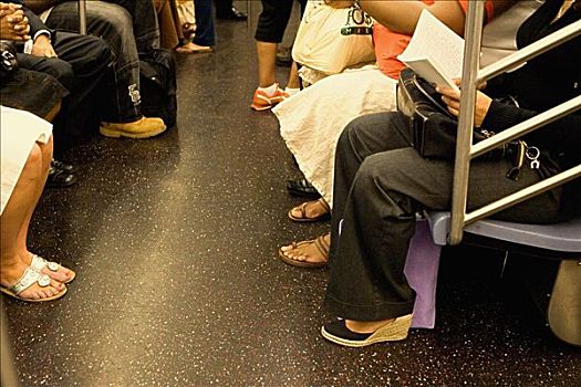 乘客,坐,地铁