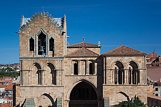 西班牙,卡斯蒂利亚,区域,阿维拉省,俯视图,大教堂