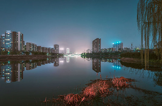荆州,湿地,公园,夜景,很美丽