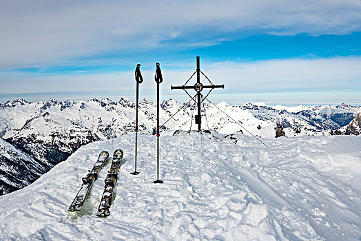顶峰,旅游,滑雪,阿尔卑斯山,冬天,提洛尔,奥地利,欧洲