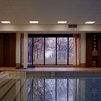 游泳,游泳池,窗户,背影,安静,水,正面,风景,树,雾气,反射,林肯郡,英国,2006年