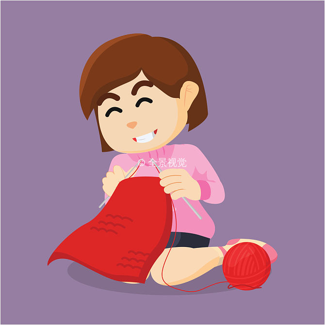 女孩,编织品,卡通,插画_高清图片_全景视觉