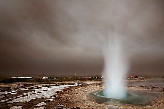 喷泉,间歇泉,火山,火山灰,云,冰岛南部,冰岛,欧洲