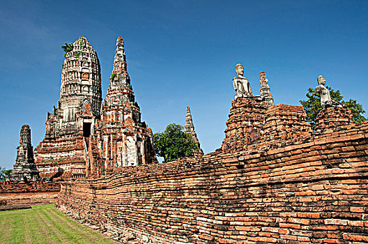 泰国,大城府,寺院,庙宇,砖