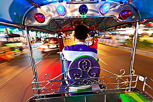 风景,室内,嘟嘟车,速度,街道,曼谷