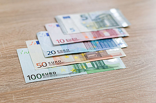 钱,货币,100欧元,木质背景,聚焦