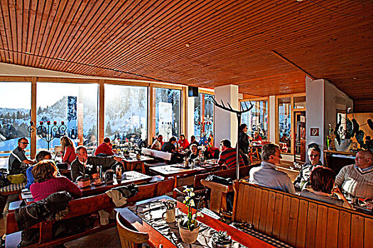 室内,餐馆,坎彭完特山,齐姆高,上巴伐利亚,德国,欧洲
