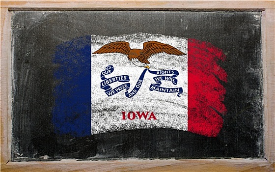旗帜,美国,爱荷华,黑板,涂绘,粉笔
