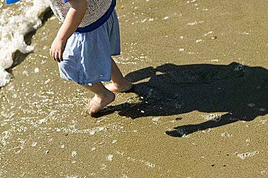 2岁,玩,海滩,西部,不列颠哥伦比亚省,加拿大