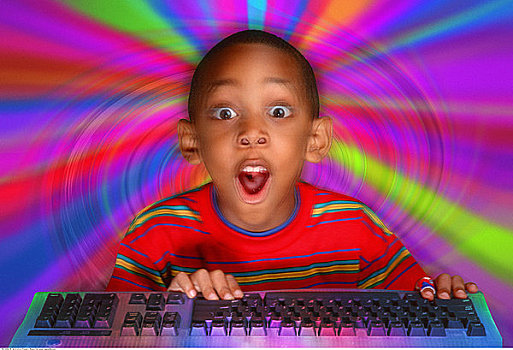 男孩,电脑键盘,抽象,背景
