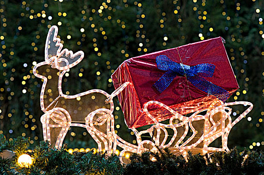 光亮,驯鹿,雪撬,圣诞节,市场,货摊