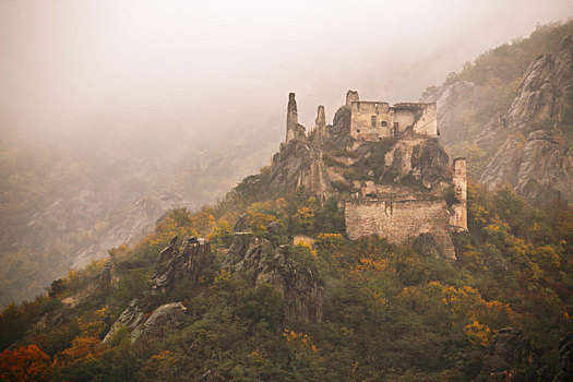 风景,历史,城堡遗迹,彩色,秋天