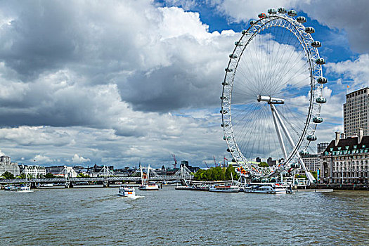 风景,泰晤士河,威斯敏斯特桥,伦敦眼