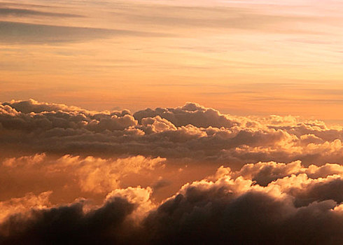 日出,上方,高海拔,云,喷气式飞机