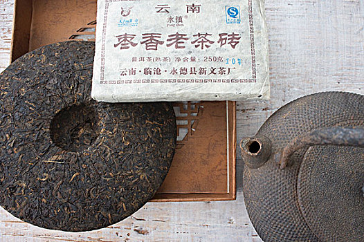 安放,茶壶,茶,砖