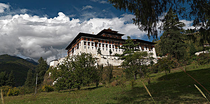 仰视,宗派寺院,不丹,山谷,地区