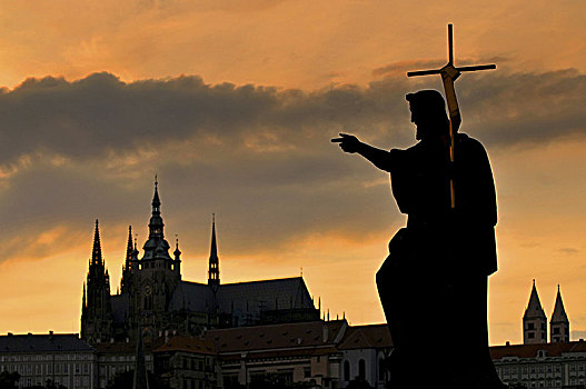 布拉格城堡,雕塑,查理大桥,布拉格,捷克共和国