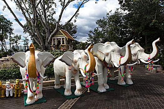 大象,雕塑,楼梯,神祠,乌龙面,泰国,亚洲