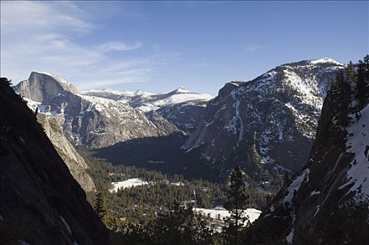 优胜美地山谷,半圆顶,上优胜美地瀑布,小路,优胜美地国家公园,加利福尼亚,美国