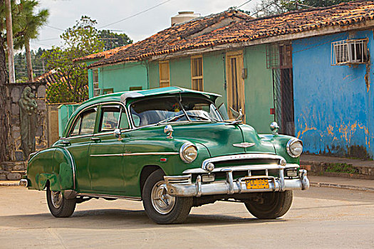 古巴,维尼亚雷斯,经典,绿色,汽车,街道,使用,只有