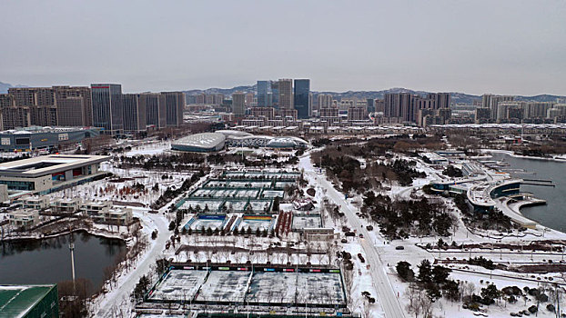 瑞雪为城市披上圣洁外衣,皑皑白雪与城市美景相映成趣