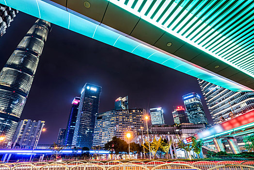 上海建筑景观夜景和城市亮化