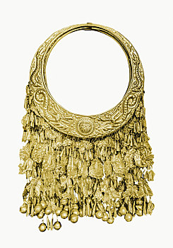 湖南省湘西土家族女式双龙福项圈金器挂件装饰物