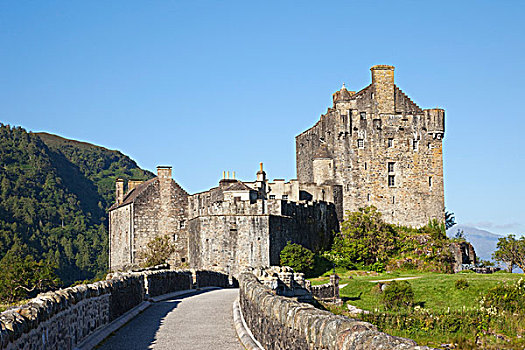 加固墙,城堡,艾琳多南古堡,杜希湖,高地地区,苏格兰