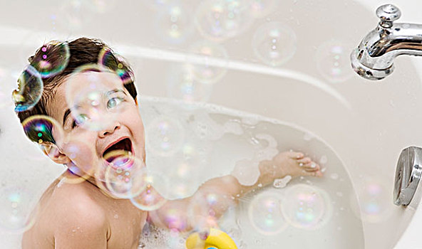 婴儿,气泡,沐浴