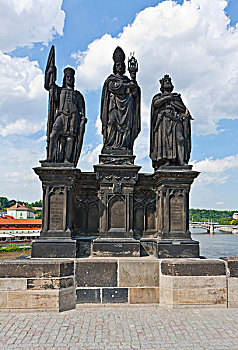 雕塑,克桑滕,瓦兹拉夫,查理大桥,伏尔塔瓦河,联合国教科文组织,世界,文化,文化遗产,布拉格,捷克共和国,欧洲