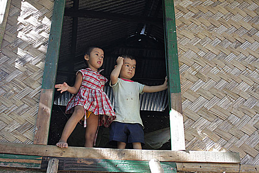 孩子,房子,雨林,市场,孟加拉,十一月,2008年