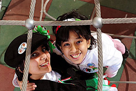 kuwait,city,high,angle,portrait,of,2,schoolgirls