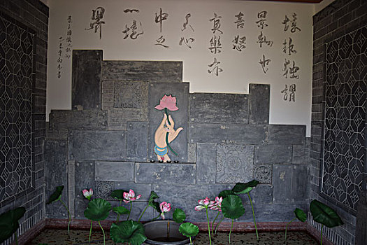 唐语砖雕禅意境莲花手艺术墙