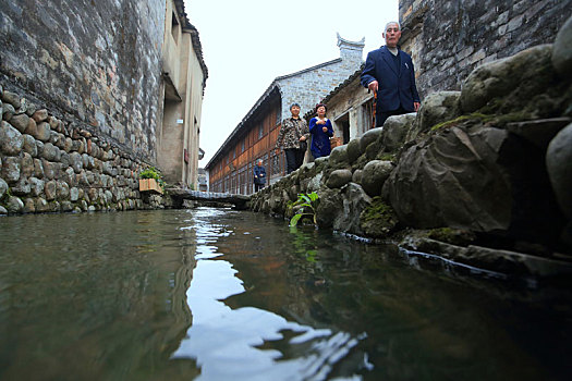 水渠,水系,流水人家,洗衣