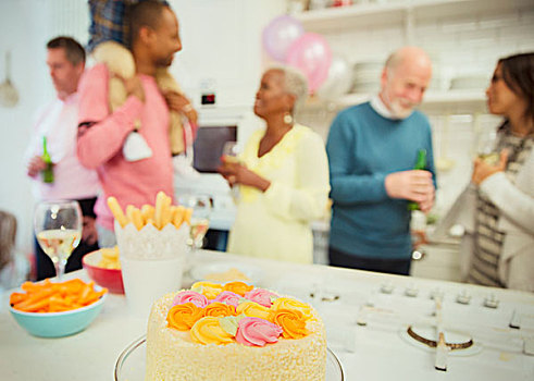 家庭,享受,聚会,后面,蛋糕