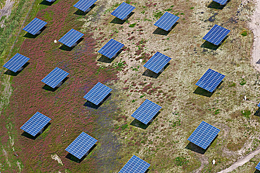 航拍,太阳能电池板,韦尔瓦省,西班牙