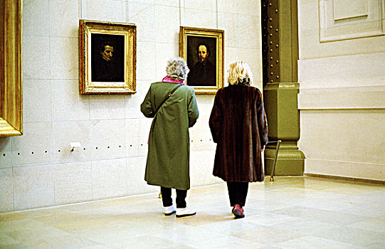 两个,破旧,女人,注视,头像,男人,博物馆,巴黎