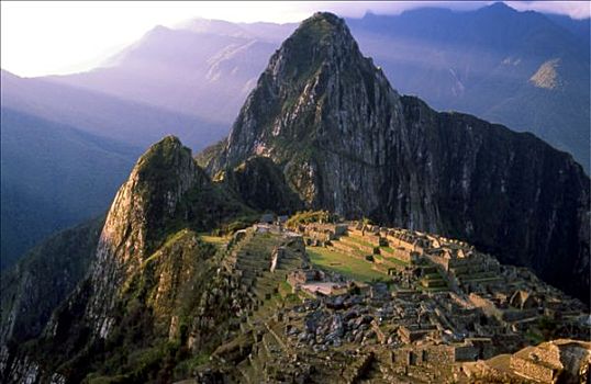 秘鲁,全景,山峦,薄雾,顶端,背景