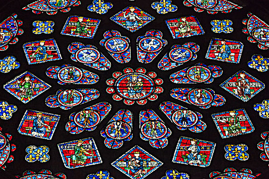 法国,中心,沙特尔大教堂,彩色玻璃窗