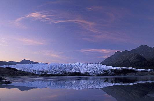 冰河,日出,阿拉斯加,夏天
