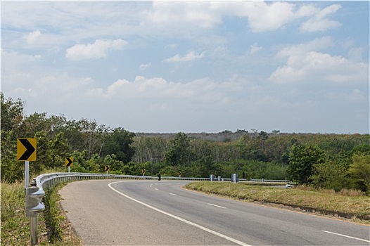 道路,弯曲,路标