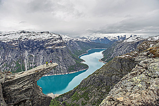 舌头,水库,仰视,冰河,背影,靠近,霍达兰,省,西部,挪威,欧洲